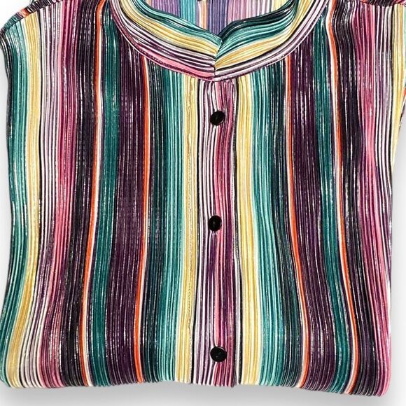 Colorful Stripes Button Down Front Pockets Long Kaftan Dress - NEW - Picture 3 of 4